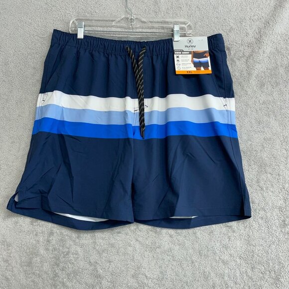 NEW Hurley Men's XXL Swim Shorts 4-Way Stretch Water-Repellent Navy & Blue - Picture 2 of 8